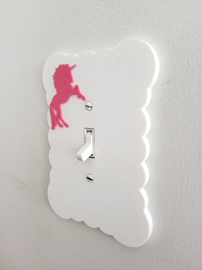 Light Switch Cover with Pink Unicorn, Scalloped Wall Plate, Unique Switch, For Kids Room, Home Decor, Baby Shower Gift,