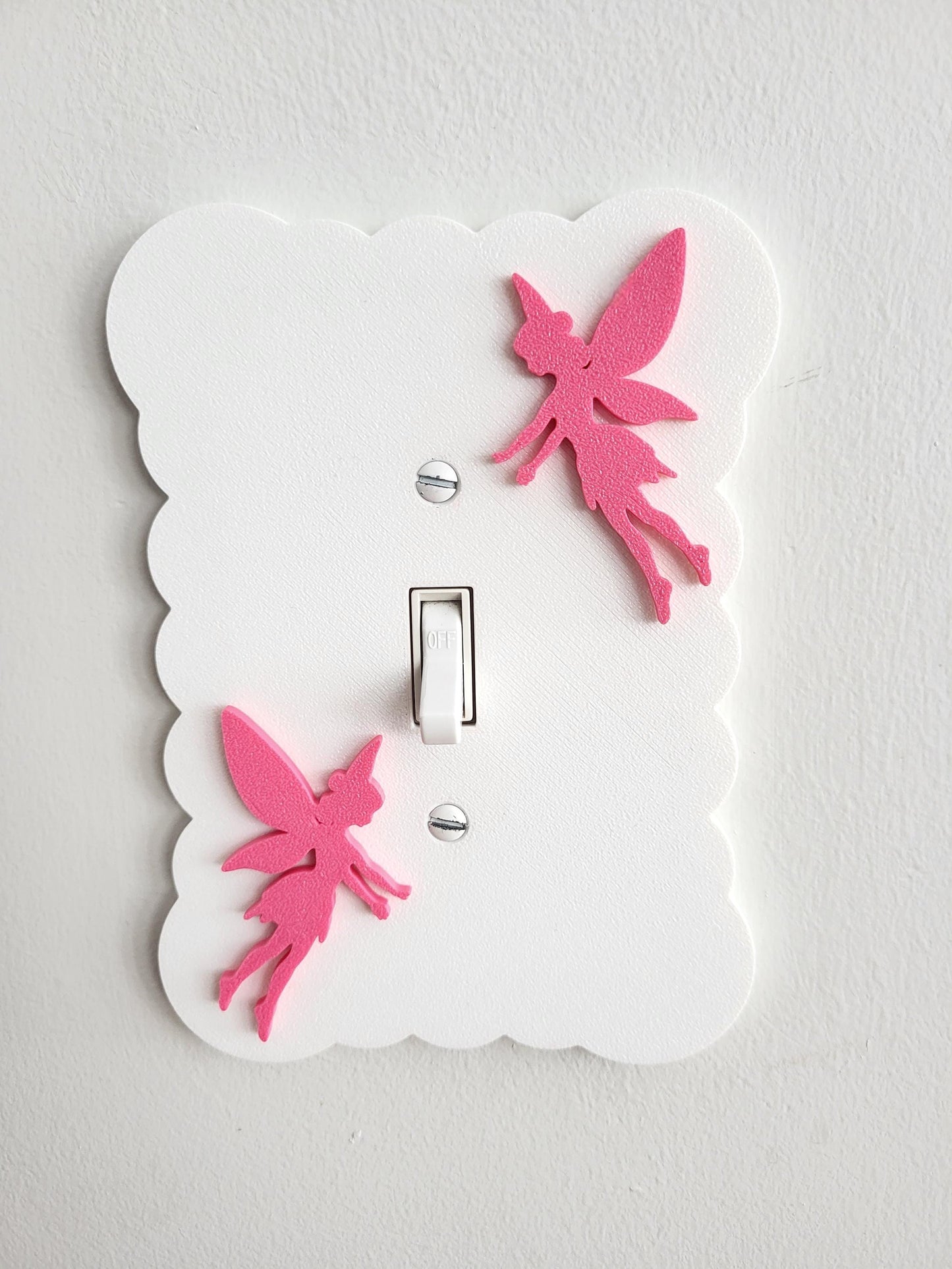 Wavy Light Switch Cover with Flying Fairies, Cloudy Light Switch, Scalloped Fairy Wall Plate, Unique Switch, For Kids Room, Baby Shower Gift