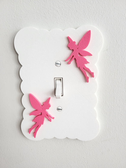 Wavy Light Switch Cover with Flying Fairies, Cloudy Light Switch, Scalloped Fairy Wall Plate, Unique Switch, For Kids Room, Baby Shower Gift