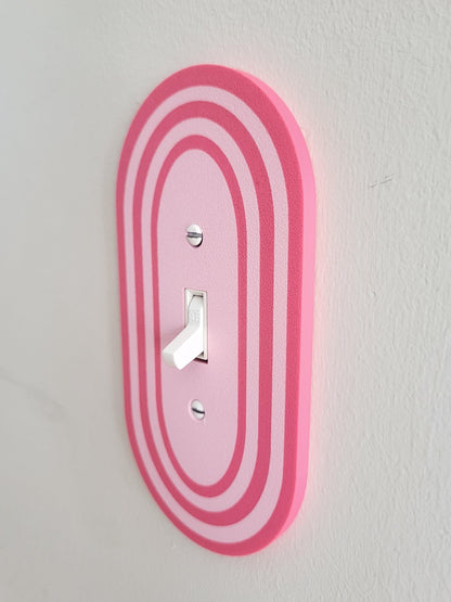 Oval Light Switch Cover With Stripes, Wall Plate Cover, Mid Century Modern, Unique Switch Plate Design, Decorative Wall Plate, Home Decor