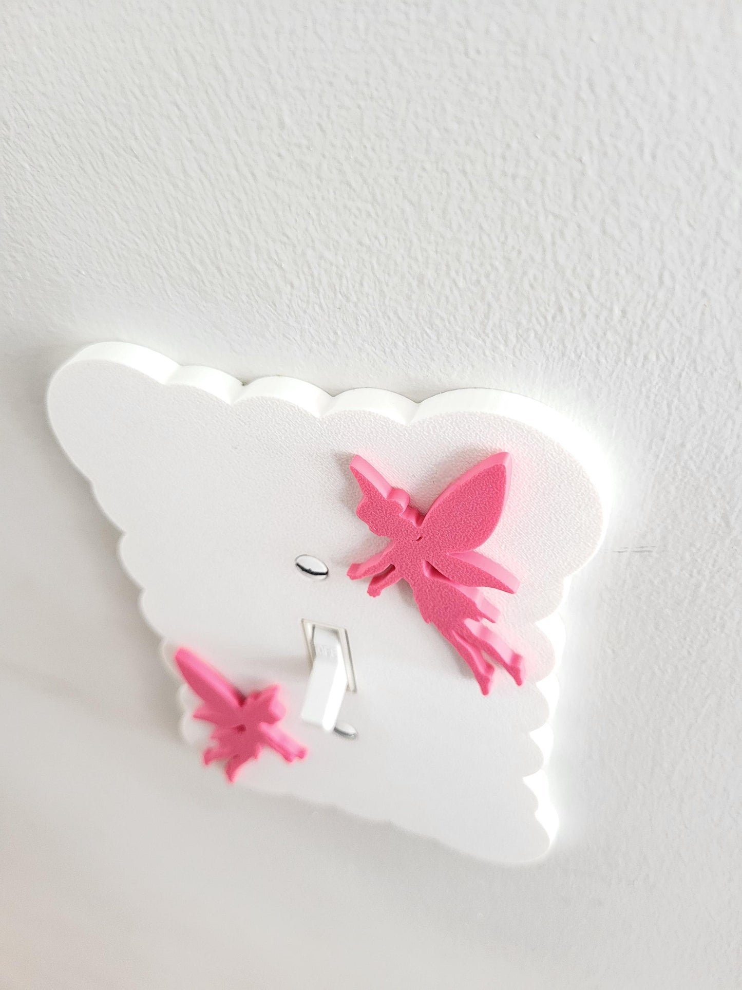 Wavy Light Switch Cover with Flying Fairies, Cloudy Light Switch, Scalloped Fairy Wall Plate, Unique Switch, For Kids Room, Baby Shower Gift