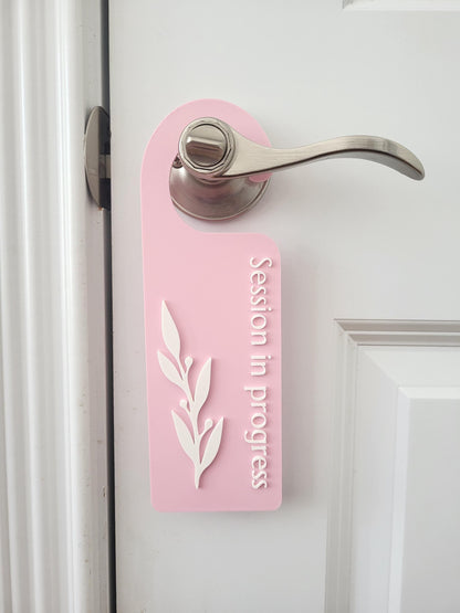 therapist door sign, salon sign, salon accessories, privacy sign, office door hanger, lash tech artist, in session sign, in session door sign, door sign, door hanger, door handle sign, do not disturb, beauty room decor, session in progress door knob sign