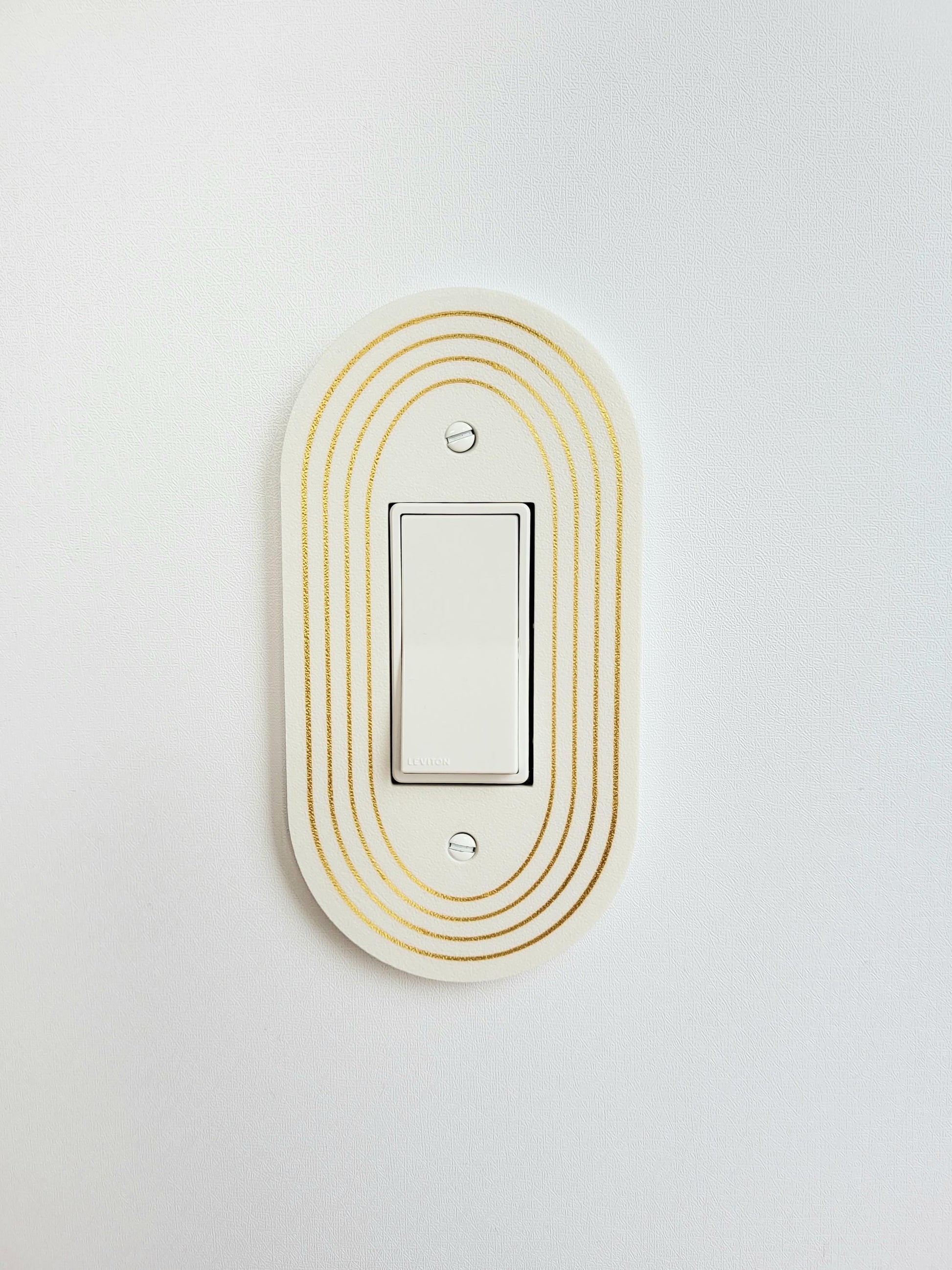 Oval Light Switch Cover With Delicate Color Stripes, Customizable Colors, Wall Plate Cover, Mid Century Modern, Unique Switch Plate Design,
