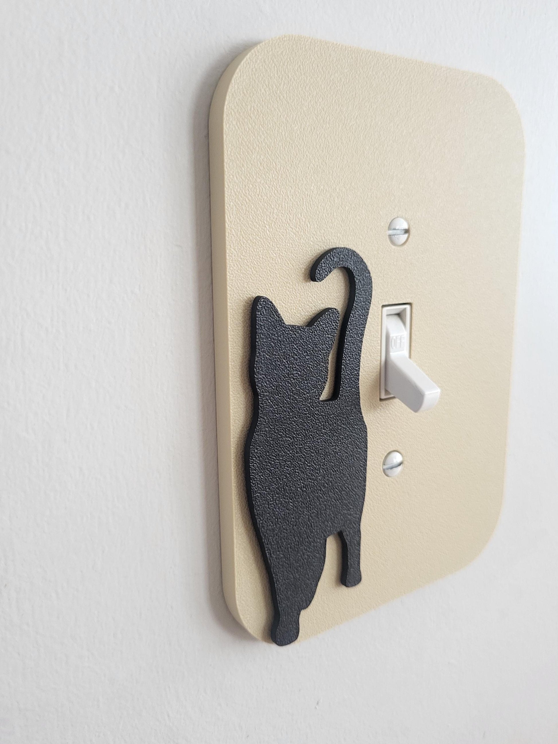 Light Switch Cover With A Walking Cat , Wall Plate Cover, Mid Century Modern, Unique Switch Plate Design, Home Decor, Kitten Light Switch, Outlet Cover