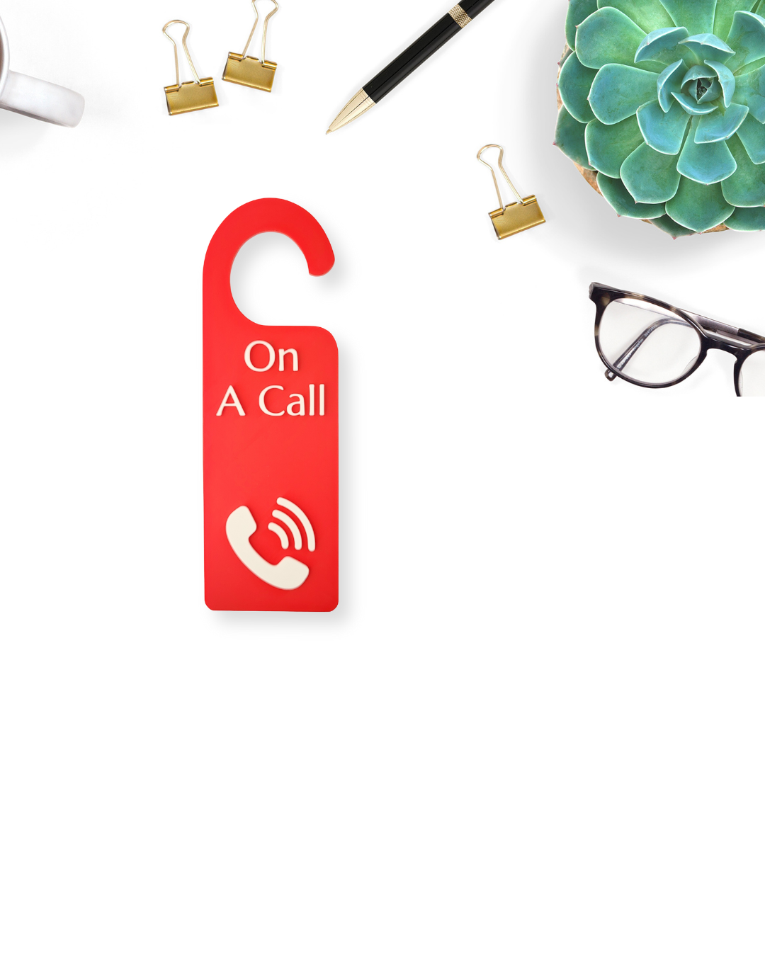 On a call sign,
Phone call sign,
Do not disturb,
Home office sign,
Work from home,
Privacy door sign,
Remote work sign,
Call in progress,
Door hanger sign,
Quiet please sign,
Meeting door sign,
Red door hanger,
Office decor,