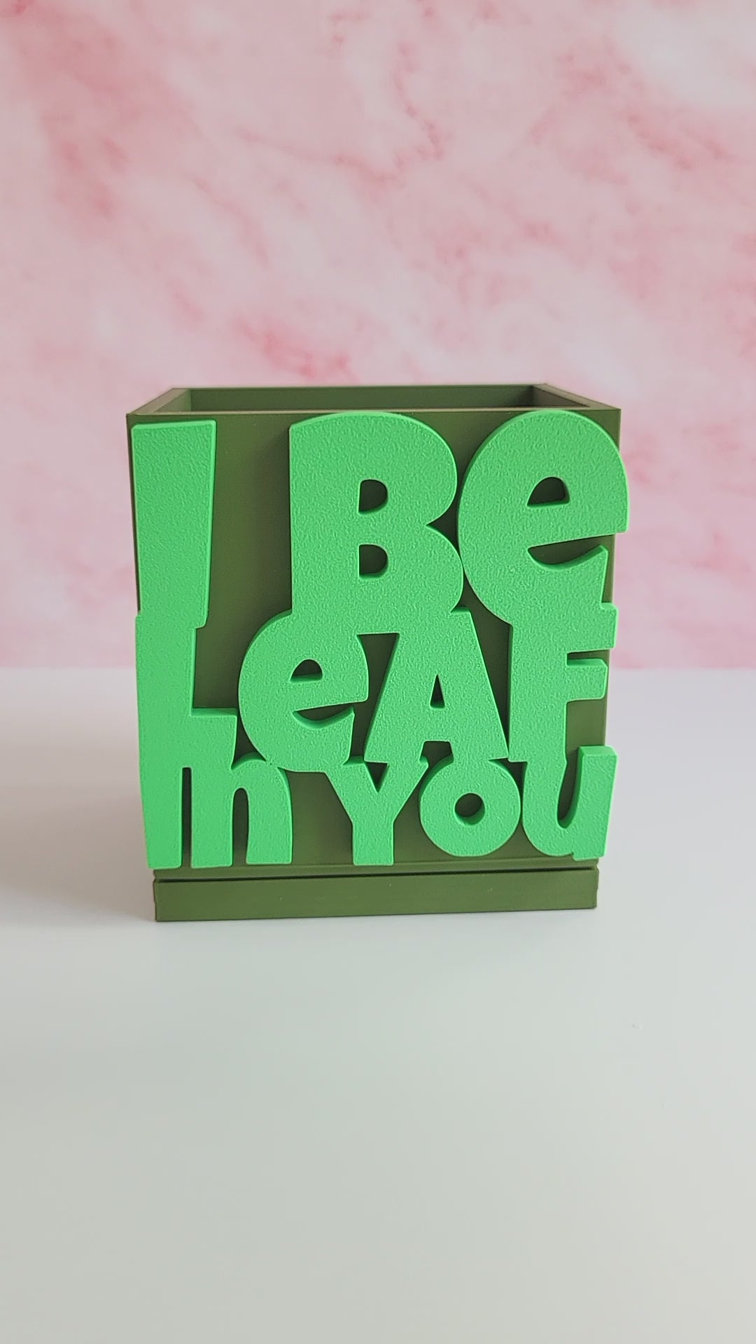 funny planter
pun plant pot
motivational gift
desk decor
gift for plant lovers
succulent planter
cute planter
plant pun gift
funny gift idea
eco-friendly planter
I be leaf in you
positive message planter
3D printed planter
houseplant gift
office plant pot
